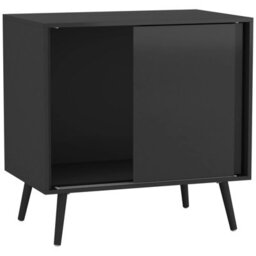 Urbn-Living Urbnliving 2-Door Sliding Chest Cabinet Sideboard Black Carcass Closet Storage Cupboard Organiser With Black Legs - thumbnail 1