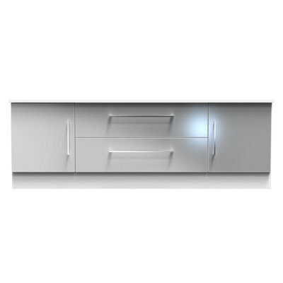 Gloucester Wide 2 Door 2 Drawer Tv Unit In Uniform Grey & White Matt (Ready Assembled) - image 1