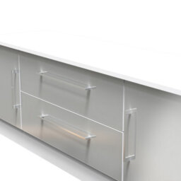 Gloucester Wide 2 Door 2 Drawer Tv Unit In Uniform Grey & White Matt (Ready Assembled) - thumbnail 4