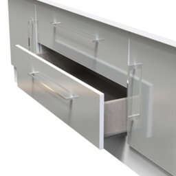 Gloucester Wide 2 Door 2 Drawer Tv Unit In Uniform Grey & White Matt (Ready Assembled) - thumbnail 5