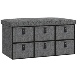 Wyld Haus Varare Dark Grey Fabric 6-Drawer Shoe Storage Bench With Cushioned Seat - thumbnail 2