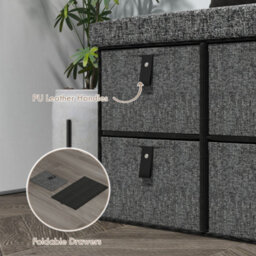 Wyld Haus Varare Dark Grey Fabric 6-Drawer Shoe Storage Bench With Cushioned Seat - thumbnail 6