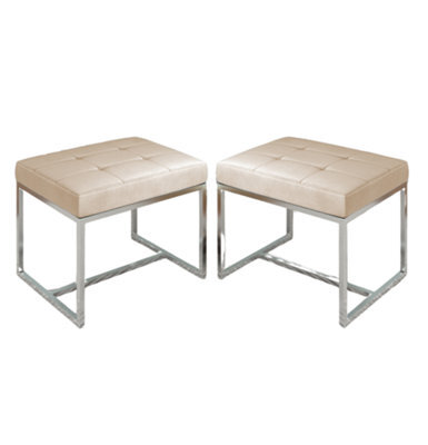 Hallowood Furniture Finley Velvet Stool In Velvet Cream With Metal Base (Pair) - image 1