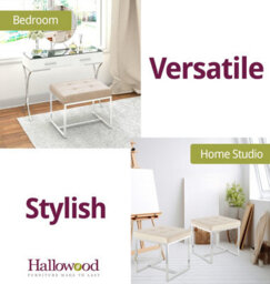 Hallowood Furniture Finley Velvet Stool In Velvet Cream With Metal Base (Pair) - thumbnail 6