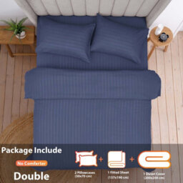 Aspire Homeware Washed Blue Duvet Cover Complete Set, Reversible Modern Bedding Set, Double (L)200Cm X (W)200Cm - thumbnail 2