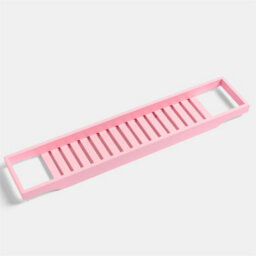 Bamboo Bath Tub Rack Storage Bathroom Caddy Shelf Tray Soap Holder Tidy Unit Pink - thumbnail 3