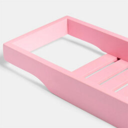 Bamboo Bath Tub Rack Storage Bathroom Caddy Shelf Tray Soap Holder Tidy Unit Pink - thumbnail 2