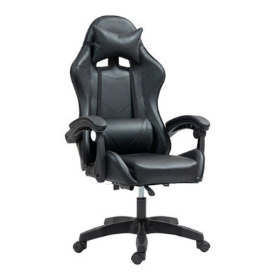 Swivel Gaming Chair Faux Leather Massage Computer Chair Black For Home Office - image 1