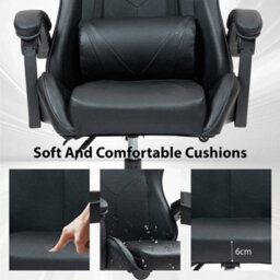 Swivel Gaming Chair Faux Leather Massage Computer Chair Black For Home Office - thumbnail 4