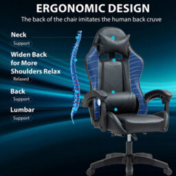 Swivel Gaming Chair Faux Leather Massage Computer Chair Black For Home Office - thumbnail 5