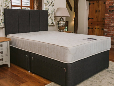 Divan Base Direct Super Paris Orthopaedic Backcare Sprung Divan Bed Set 2Ft6 Small Single 2 Drawers Side - Naples Slate - image 1