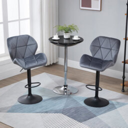 Homcom Velvet Bar Stools Set Of 2 Back Padded Swivel Chairs For Breakfast - thumbnail 7