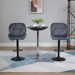 Homcom Velvet Bar Stools Set Of 2 Back Padded Swivel Chairs For Breakfast - thumbnail 1
