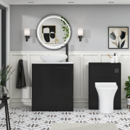 Royal Bathrooms Royal Bathroom Elmore 700mm Matt Nocturne Black Freestanding Countertop Bathroom Vanity Unit 2 Door With Nova Basin - thumbnail 5