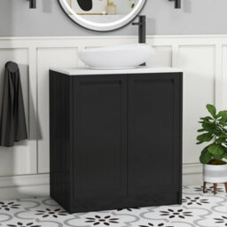Royal Bathrooms Royal Bathroom Elmore 700mm Matt Nocturne Black Freestanding Countertop Bathroom Vanity Unit 2 Door With Nova Basin - thumbnail 1