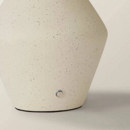 Rechargeable Table Lamp Ceramic Base Natural Lampshade Living Room Bedside Light - thumbnail 4