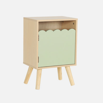 Sweeek - Children's Bedside Table Wood Decor 1 Door Green 34X23.5X52 Cm - Azur - image 1