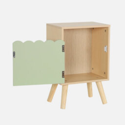 Sweeek - Children's Bedside Table Wood Decor 1 Door Green 34X23.5X52 Cm - Azur - thumbnail 3