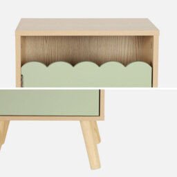 Sweeek - Children's Bedside Table Wood Decor 1 Door Green 34X23.5X52 Cm - Azur - thumbnail 4