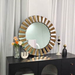 Artloge 60Cm Modern Glam Circular Sunburst Wall Mirror Round 3D Accent Mirror Home Art Decor - thumbnail 4