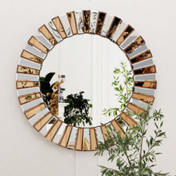 Artloge 60Cm Modern Glam Circular Sunburst Wall Mirror Round 3D Accent Mirror Home Art Decor