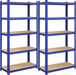 Songmics Garage Shelving, 5-Tier Storage Racks, Set Of 2, 180 X 90 X 40 Cm, Max. Load 875 Kg (175 Kg Per Tier), Shelving Units, Blue - thumbnail 3