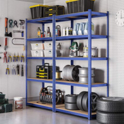 Songmics Garage Shelving, 5-Tier Storage Racks, Set Of 2, 180 X 90 X 40 Cm, Max. Load 875 Kg (175 Kg Per Tier), Shelving Units, Blue - thumbnail 2