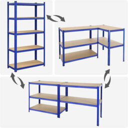 Songmics Garage Shelving, 5-Tier Storage Racks, Set Of 2, 180 X 90 X 40 Cm, Max. Load 875 Kg (175 Kg Per Tier), Shelving Units, Blue - thumbnail 4