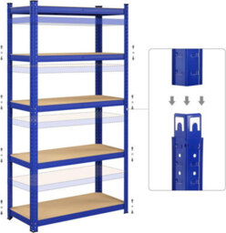 Songmics Garage Shelving, 5-Tier Storage Racks, Set Of 2, 180 X 90 X 40 Cm, Max. Load 875 Kg (175 Kg Per Tier), Shelving Units, Blue - thumbnail 6