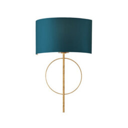 Luminosa Lighting Luminosa Trento Wall Lamp Antique Gold Leaf & Teal Satin Fabric
