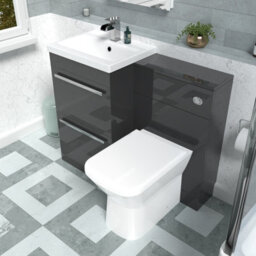 Nes Home Anthracite Basin Vanity Cabinet, Wc Unit & Rimless Back To Wall Toilet - thumbnail 4
