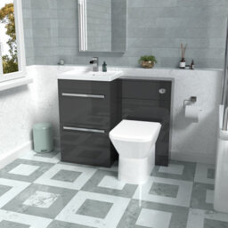 Nes Home Anthracite Basin Vanity Cabinet, Wc Unit & Rimless Back To Wall Toilet - thumbnail 1