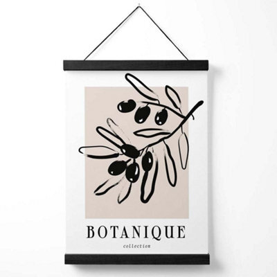 Artze Wall Art Beige And Black Olive Boho Sketch Floral Art Print With Black Frame Size: A4 - image 1