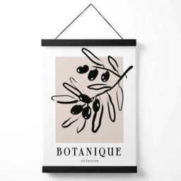Artze Wall Art Beige And Black Olive Boho Sketch Floral Art Print With Black Frame Size: A4 - thumbnail 1