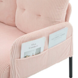 Abrihome Oversized Loveseat, Modern & Plush Double-Seater Sofa, Cozy Bedroom Sofa With Metal Legs & Side Pockets For Living Room, Pink - thumbnail 8