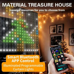 Latto Home Programmable Smart Curtain Lights 3M X 3M, Rgb Led Display With Diy Messages, Patterns & App Control - thumbnail 3
