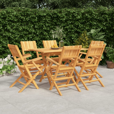 Berkfield 7 Piece Garden Dining Set Solid Wood Teak - image 1