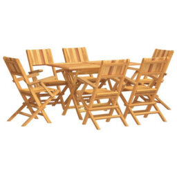Berkfield 7 Piece Garden Dining Set Solid Wood Teak - thumbnail 2