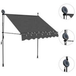 Berkfield Manual Retractable Awning With Led 200 Cm Anthracite - thumbnail 3