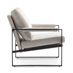 Faux Leather Suede Cream Graziana Accent Chair - thumbnail 4
