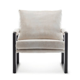 Faux Leather Suede Cream Graziana Accent Chair - thumbnail 3