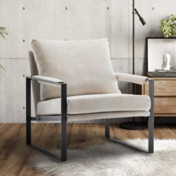 Faux Leather Suede Cream Graziana Accent Chair - thumbnail 1