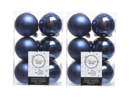 Decoris 2 X 12 Midnight Blue Christmas Baubles Shatterproof Luxury Tree Decorations 6Cm Blue - thumbnail 1