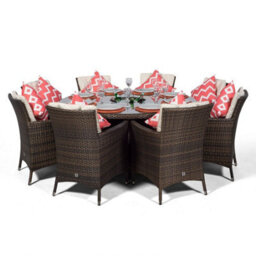 That's Furniture Savannah Round 8 Seater Rattan Dining Set With Ice Bucket Drinks Cooler - Brown - thumbnail 6