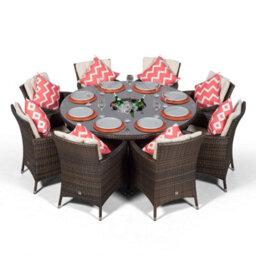 That's Furniture Savannah Round 8 Seater Rattan Dining Set With Ice Bucket Drinks Cooler - Brown - thumbnail 7