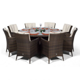 That's Furniture Savannah Round 8 Seater Rattan Dining Set With Ice Bucket Drinks Cooler - Brown - thumbnail 4