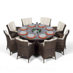 That's Furniture Savannah Round 8 Seater Rattan Dining Set With Ice Bucket Drinks Cooler - Brown - thumbnail 5
