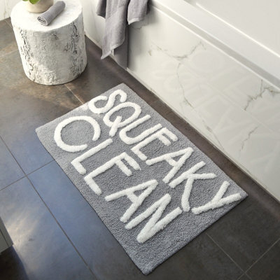 Allure Bath Fashions Squeaky Clean Slogan Bath Mat 50 X 80Cm - image 1