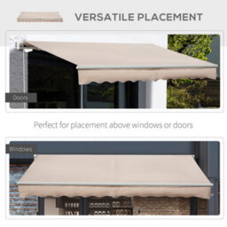 Outsunny 4X2.5M Manual Awning Window Door Sun Weather Shade W/ Handle Beige - thumbnail 6