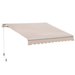 Outsunny 4X2.5M Manual Awning Window Door Sun Weather Shade W/ Handle Beige - thumbnail 2